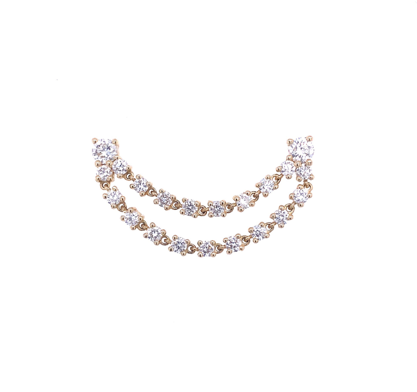 Double Row Diamond Chain Earrings