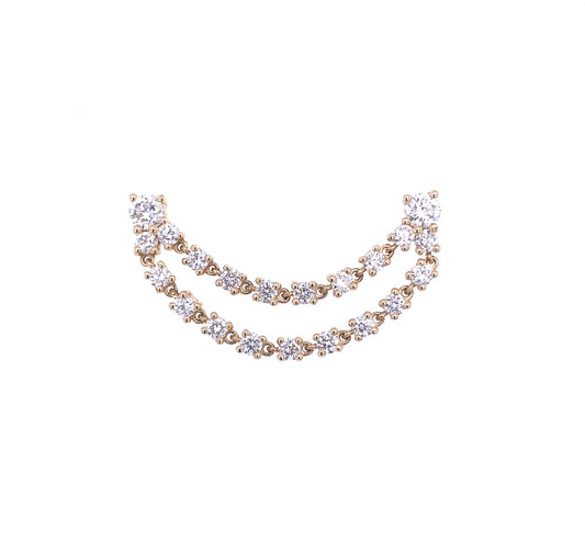 Double Row Diamond Chain Earrings