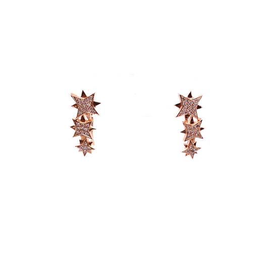 Diamond & Rose Gold Star Drop Earrings