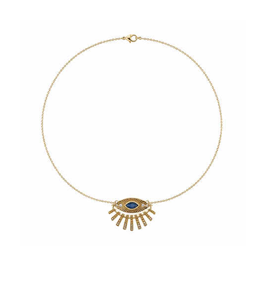 Blue Sapphire, Diamond & Gold Evil Eye Necklace