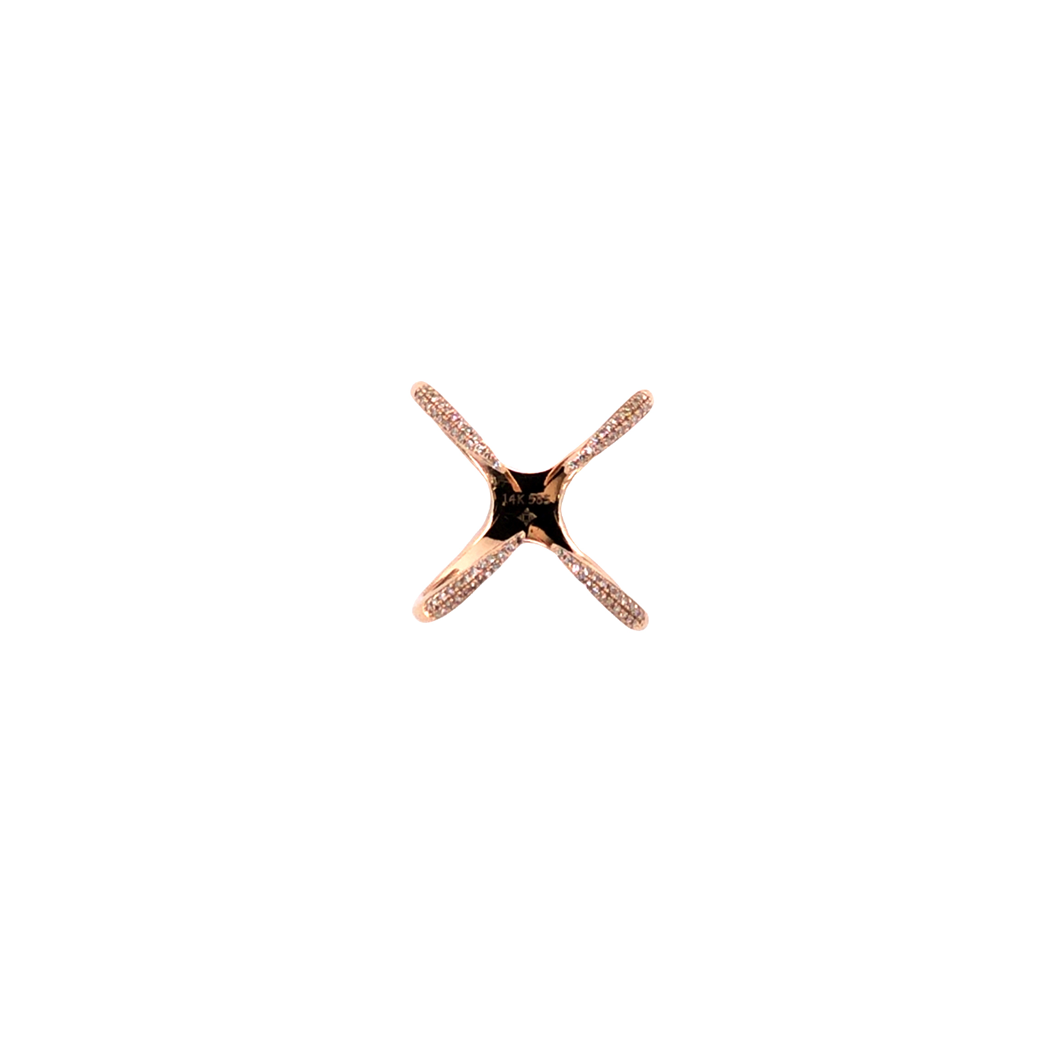 Diamond & Rose Gold Open X Ring