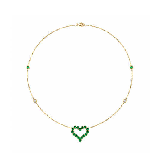 Emerald & Gold Heart Necklace