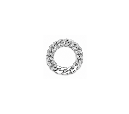 Diamond & White Gold Cuban Chain Ring