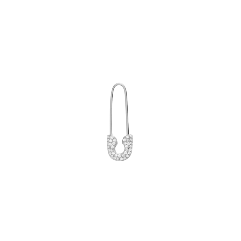 Diamond & White Gold Safety Pin Earring