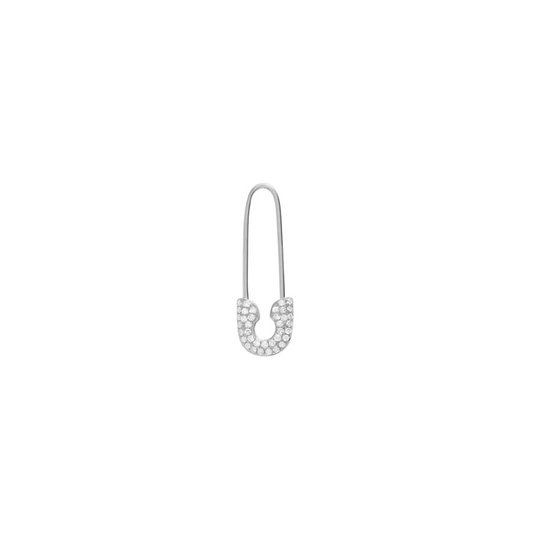Diamond & White Gold Safety Pin Earring