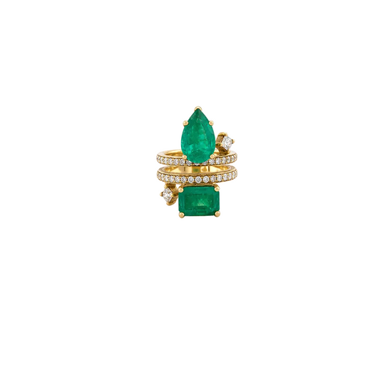 Diamond & Colombia Emerald Gold Ring