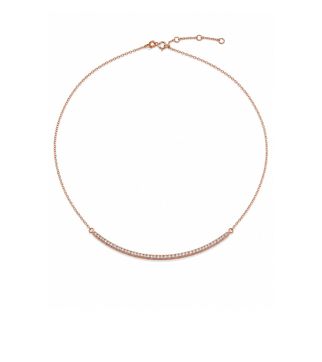 Diamond & Gold Scooped Bar Necklace