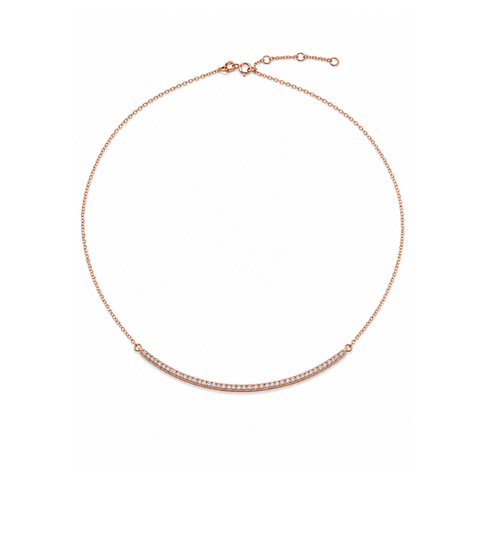 Diamond & Gold Scooped Bar Necklace