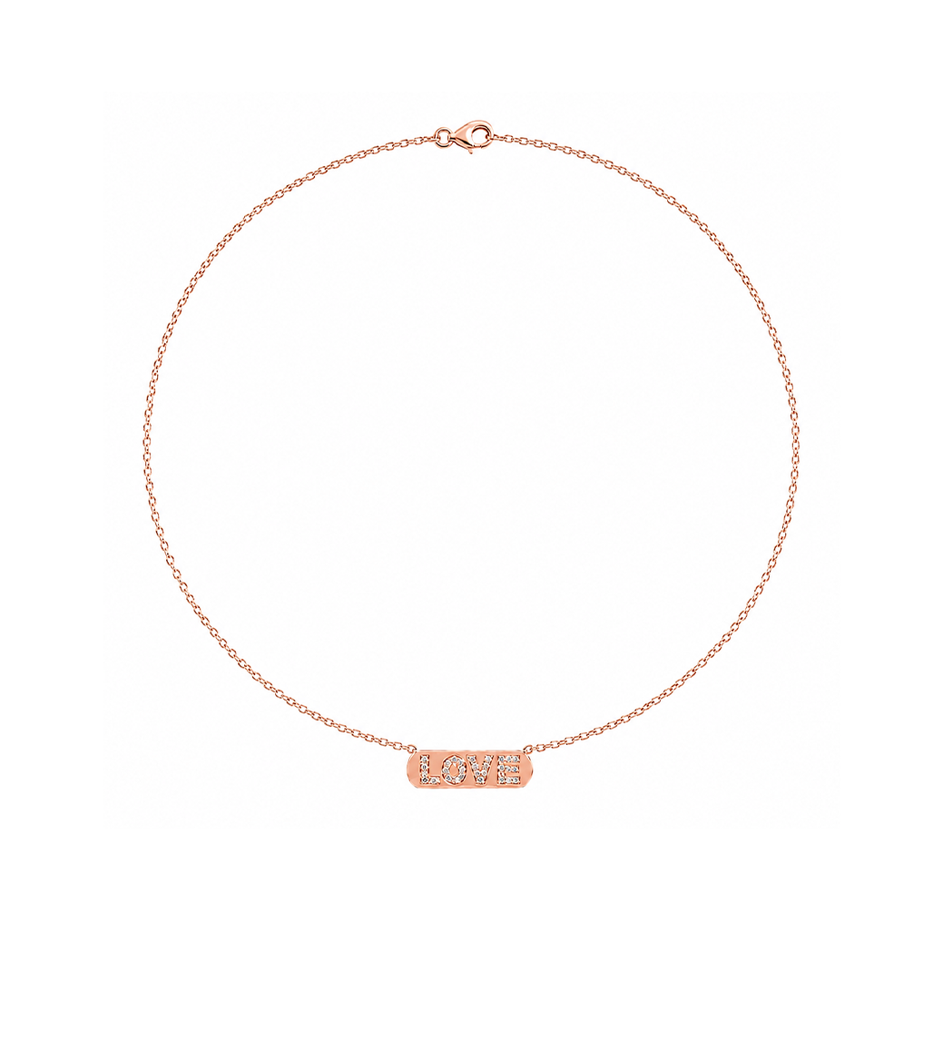 Diamond & Rose Gold 'Love' Necklace