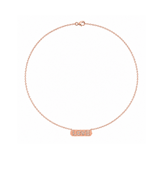 Diamond & Rose Gold 'Love' Necklace