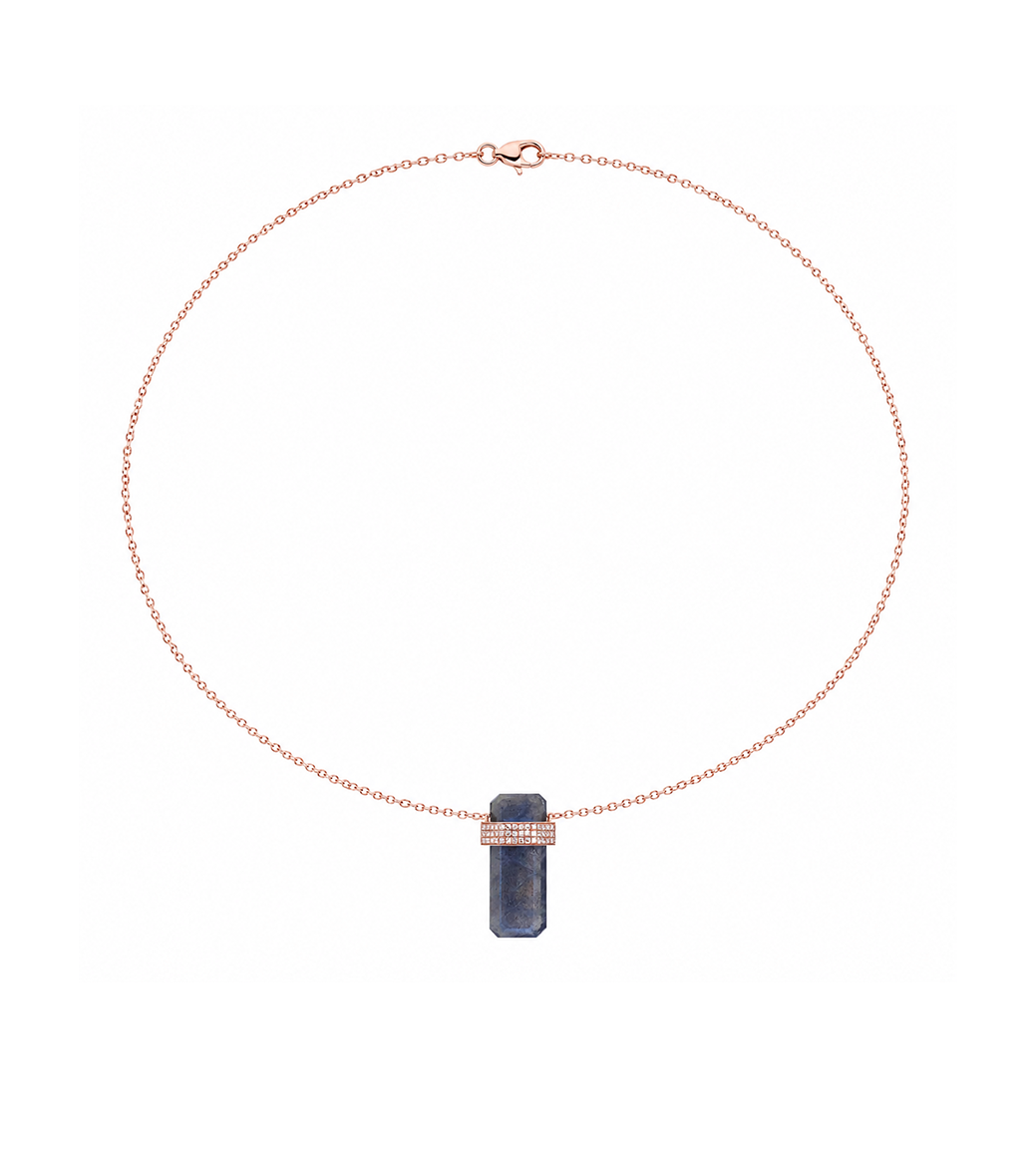 Labradorite, Diamond & Rose Gold Necklace