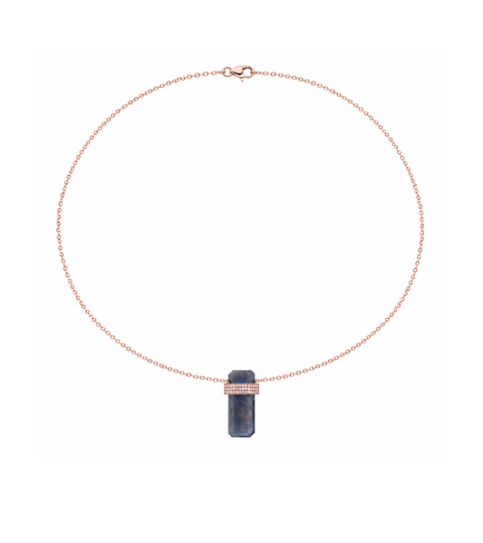 Labradorite, Diamond & Rose Gold Necklace
