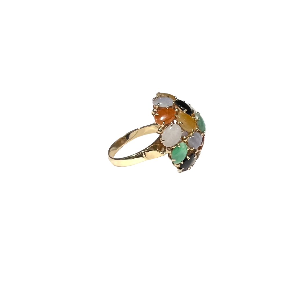 Gold & Multi-Color Stone Dome Ring