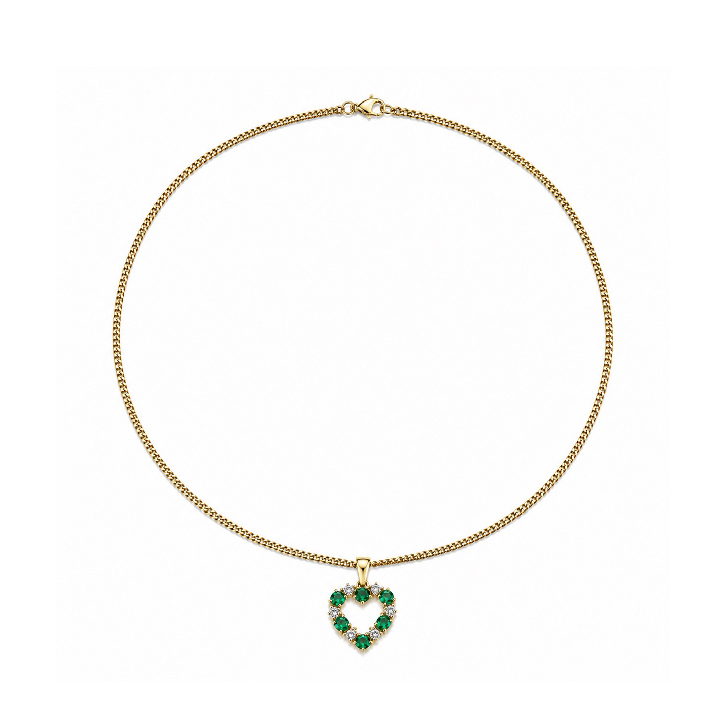 Diamond, Emerald & Gold Heart Necklace