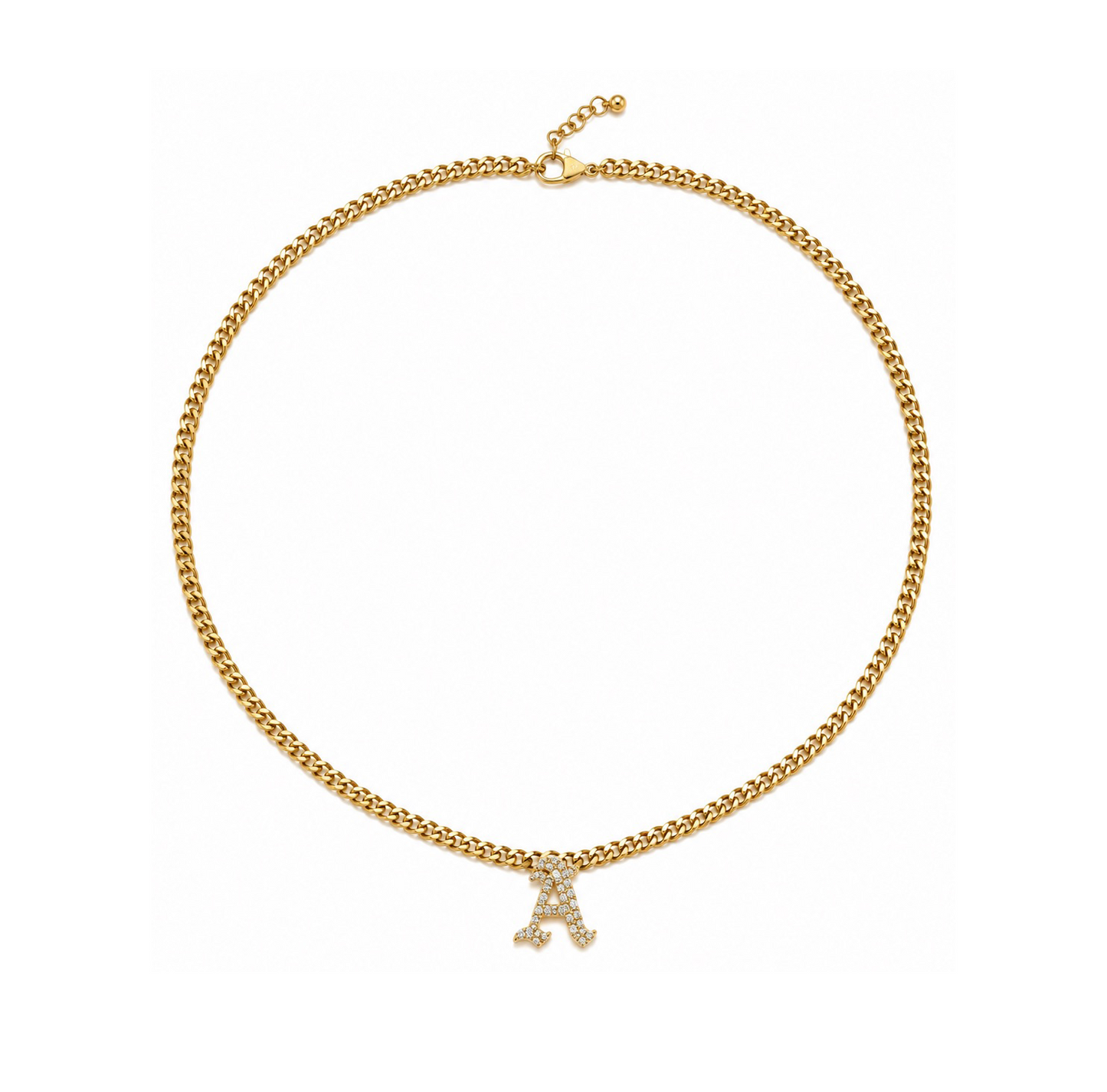 Gold & Diamond Initial Link Necklace