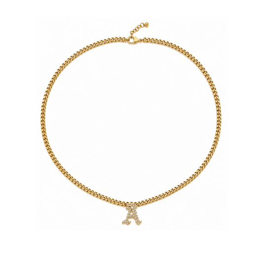 Gold & Diamond Initial Link Necklace