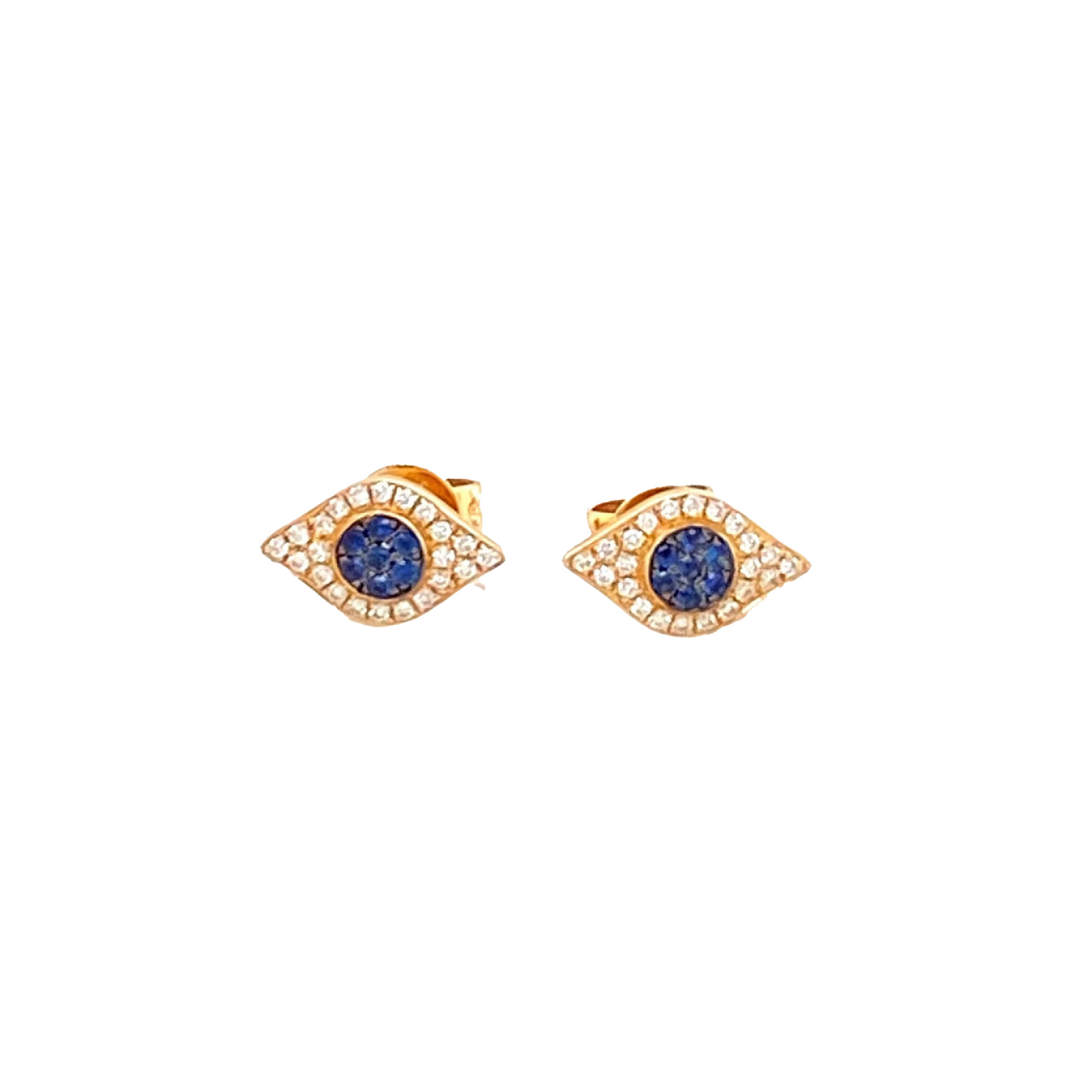 Diamond, Rose Gold & Blue Sapphire Evil Eye Stud Earrings