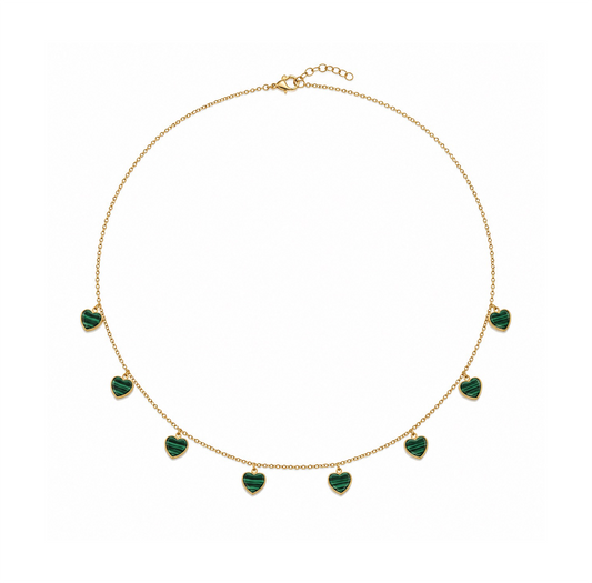 Malachite Heart & Gold Necklace