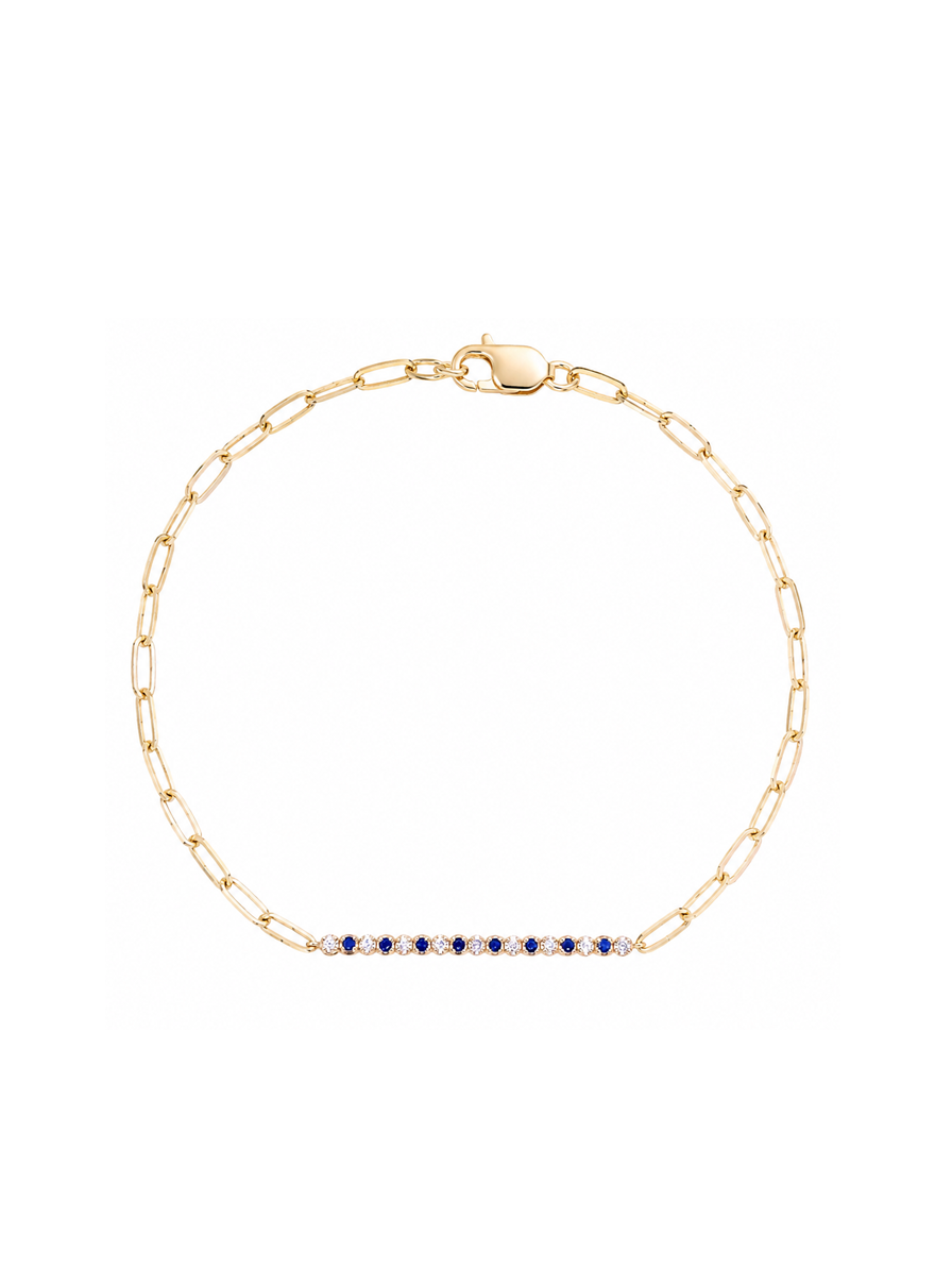 Diamond, Blue Sapphire & Gold Link Bracelet