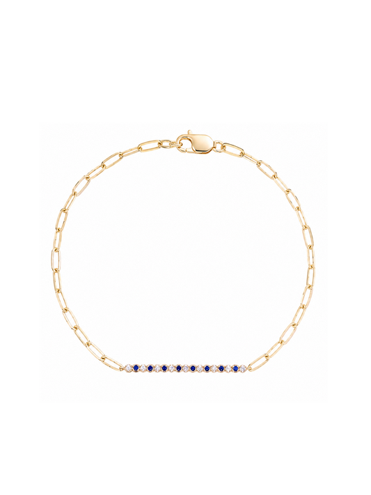 Diamond, Blue Sapphire & Gold Link Bracelet