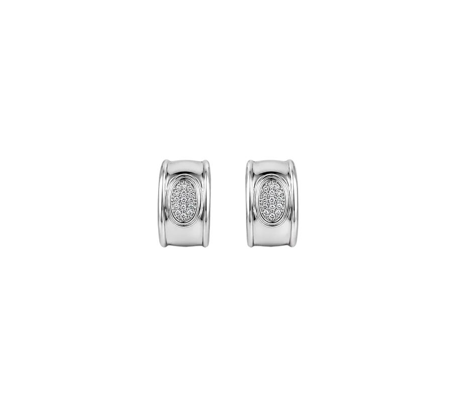 White Gold Dome Earrings