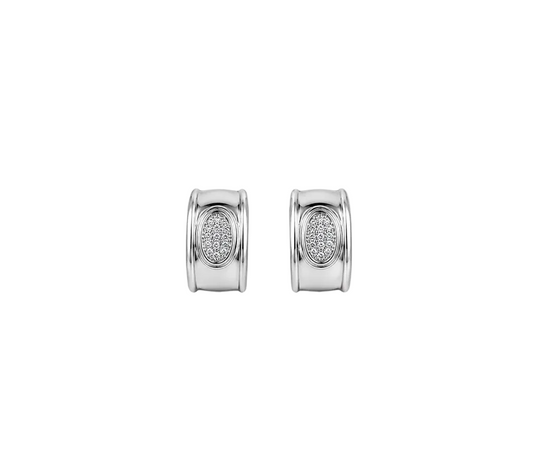 White Gold Dome Earrings