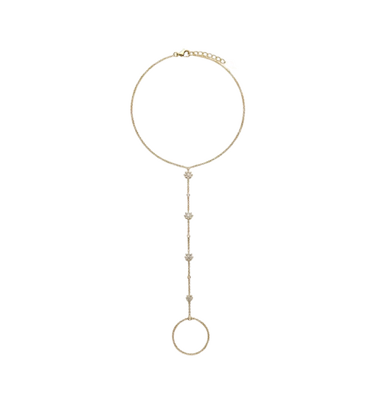 Diamond & Gold Starburst Hand Chain