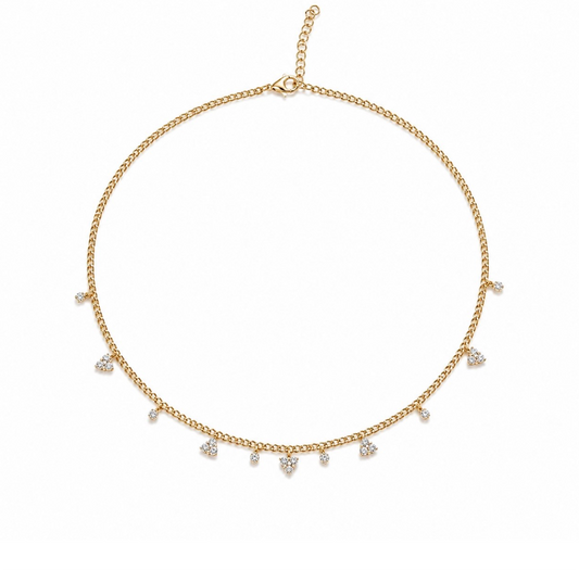 Gold & Diamond Station Necklace