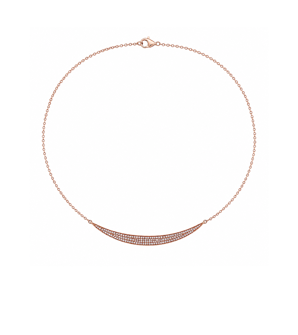 Diamond & Rose Gold Scooped Bar Necklace