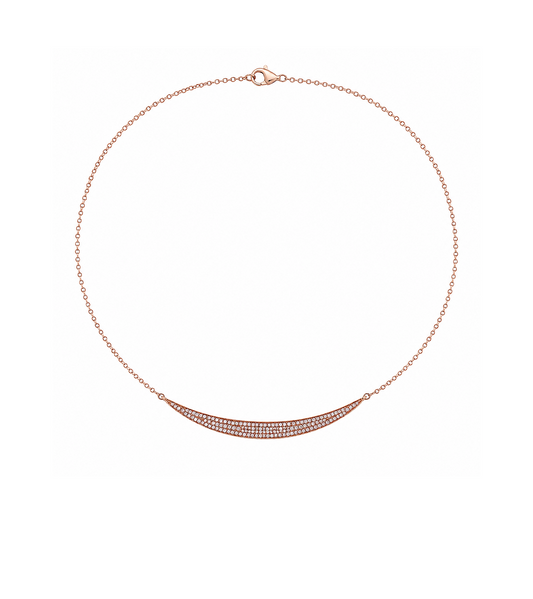 Diamond & Rose Gold Scooped Bar Necklace
