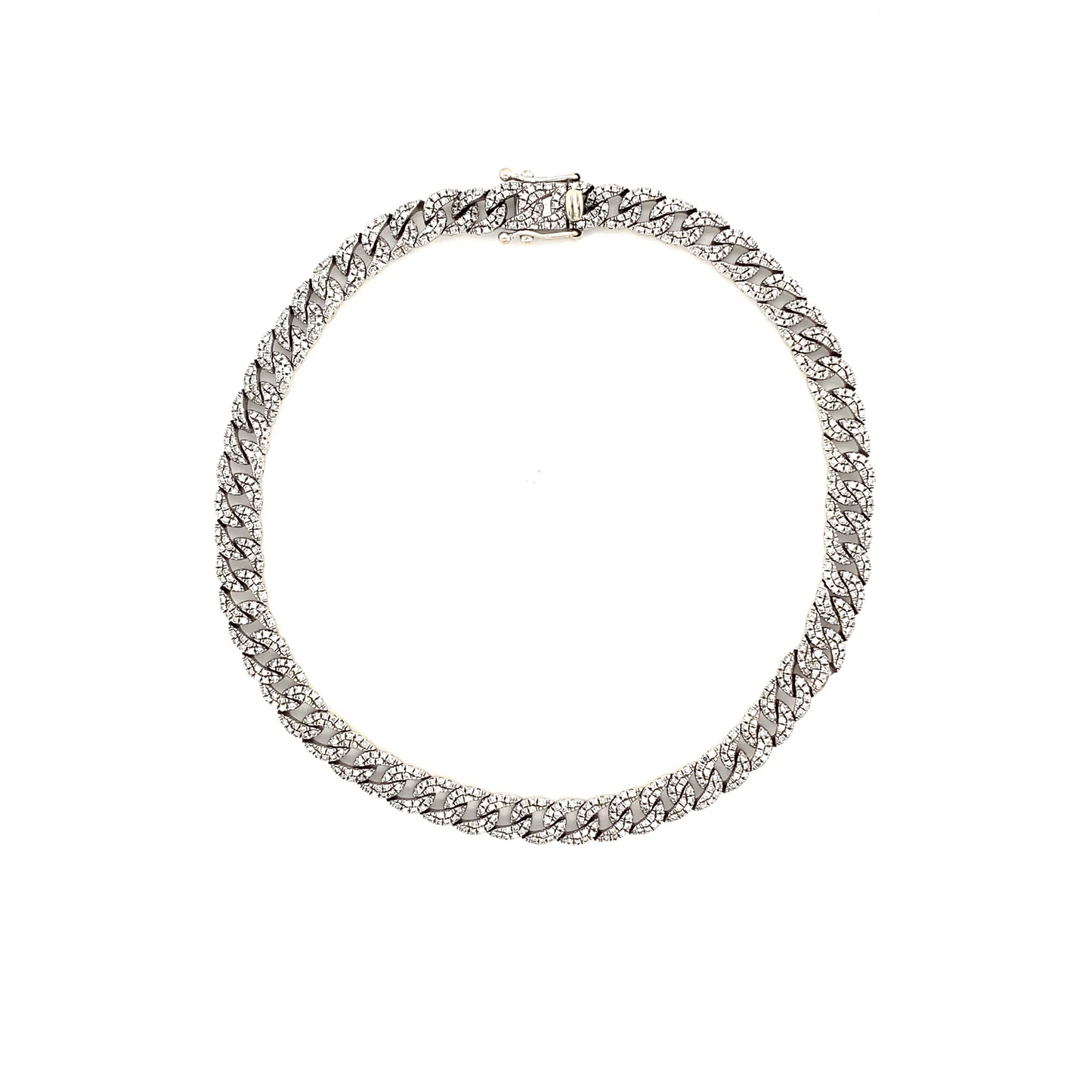 Diamond & White Gold Cuban Anklet