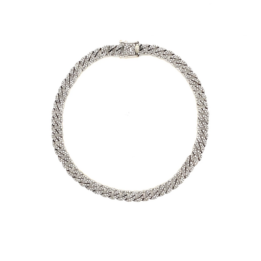 Diamond & White Gold Cuban Anklet