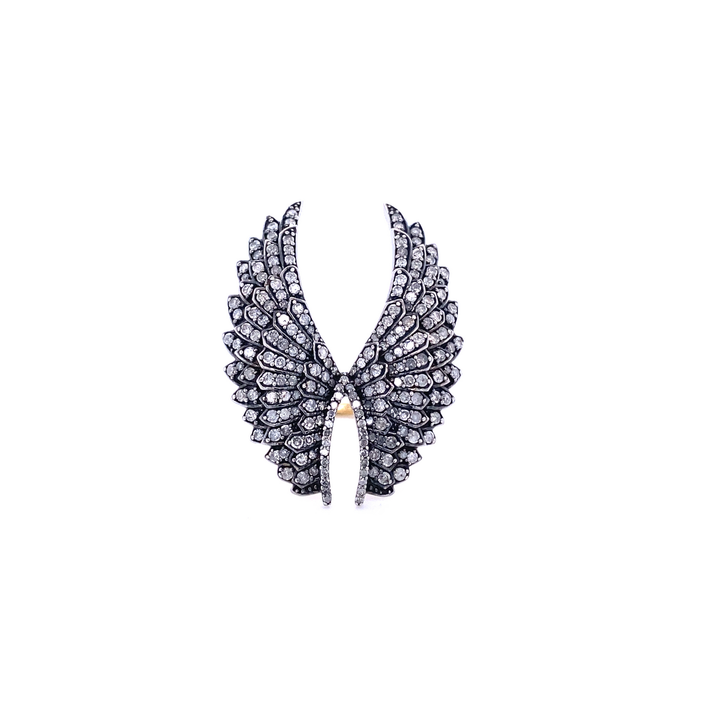 Diamond & Black Rhodium Wing Ring