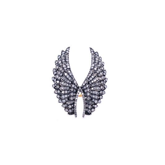Diamond & Black Rhodium Wing Ring