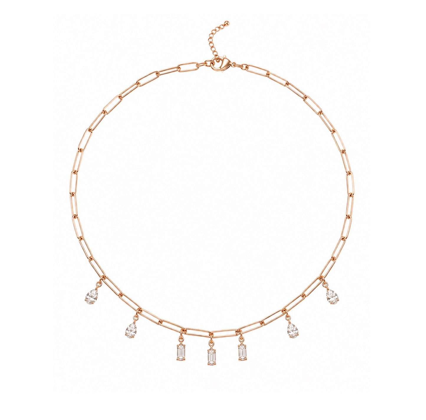 Diamond & Rose Gold Cuban Station Necklace