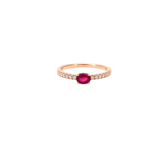 Diamond, Ruby & Rose Gold Ring