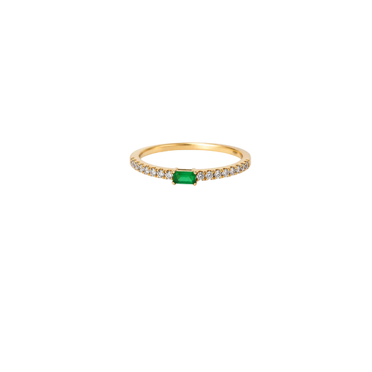 Emerald & Diamond Gold Thin Ring