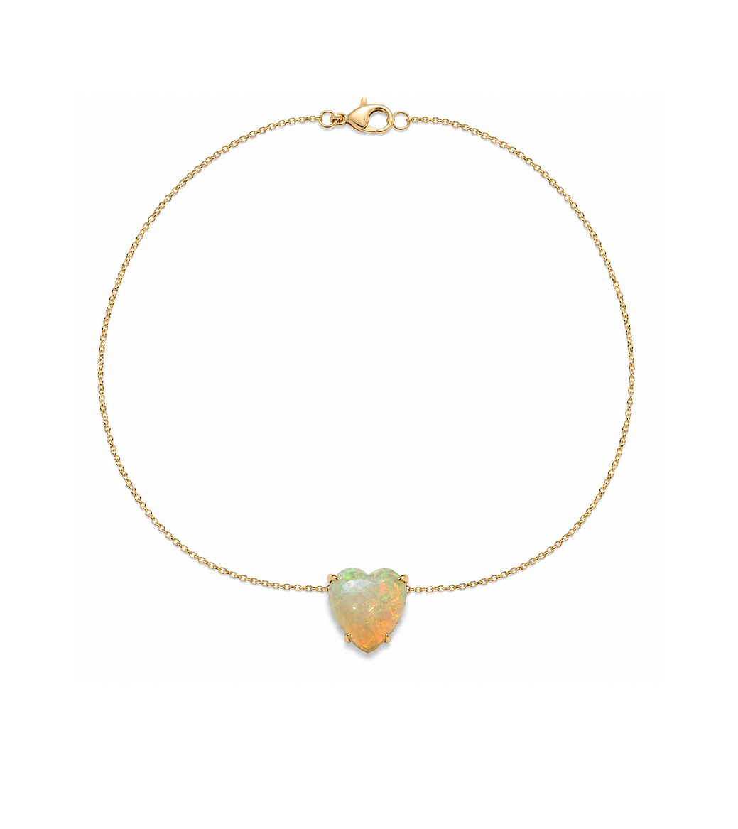 Opal Heart Gold Necklace