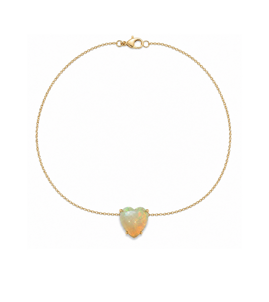 Opal Heart Gold Necklace