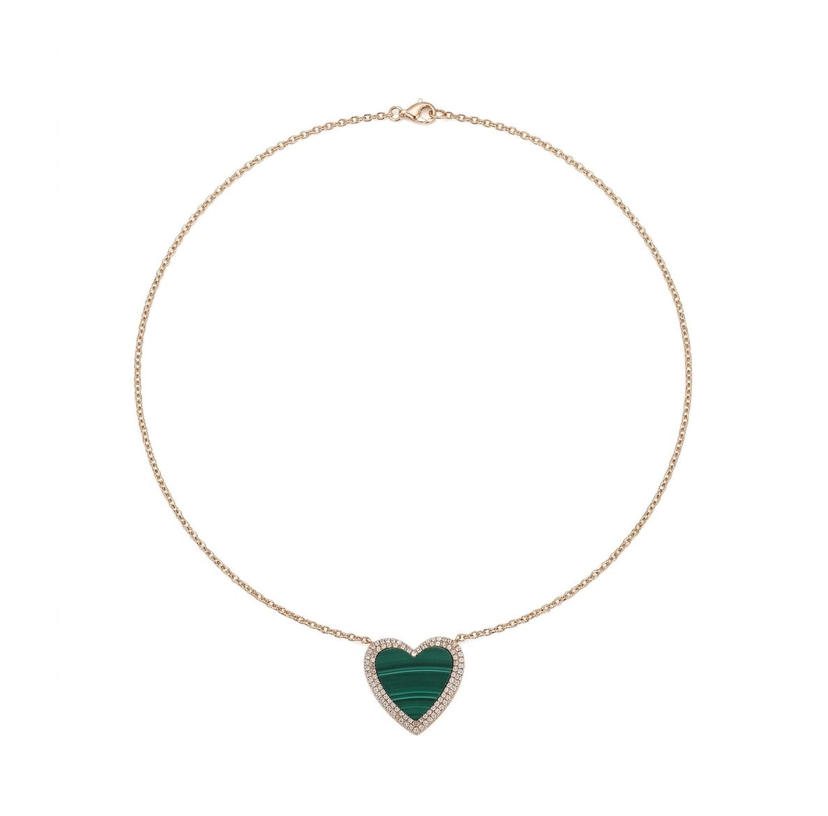 Diamond & Malachite Gold Heart Necklace
