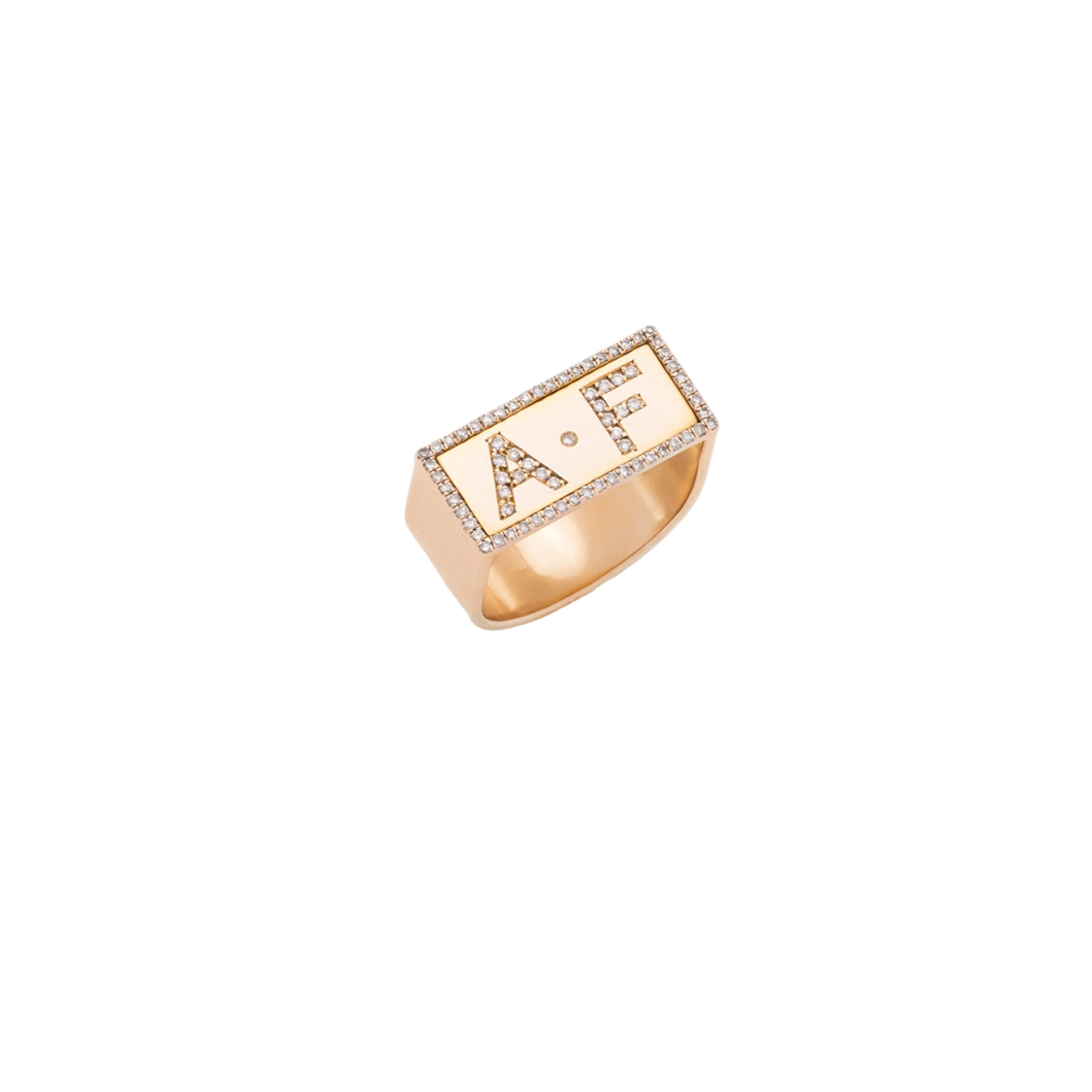 Diamond & Gold Customized Initals Ring