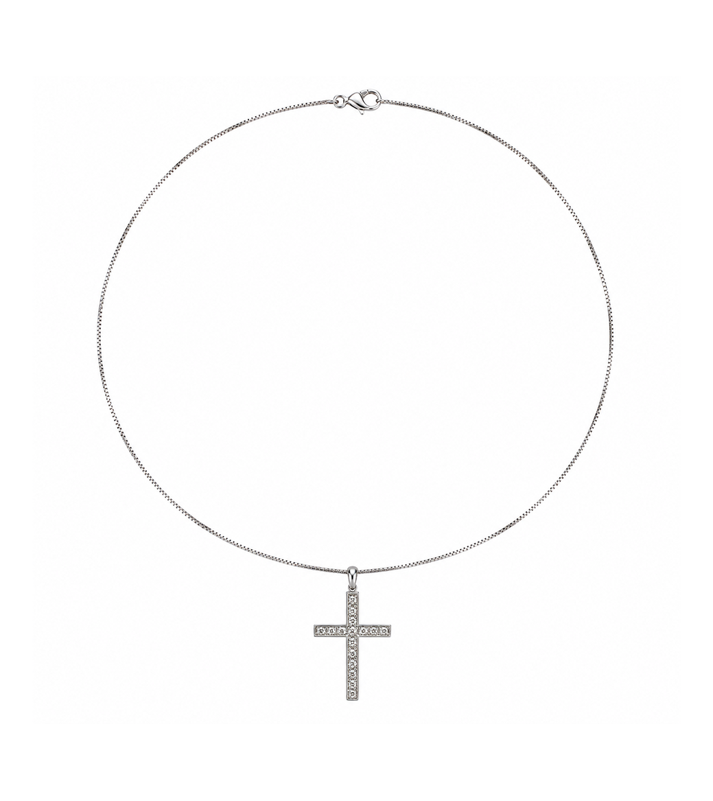 Diamond & White Gold Cross Necklace