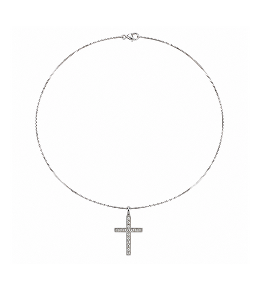 Diamond & White Gold Cross Necklace