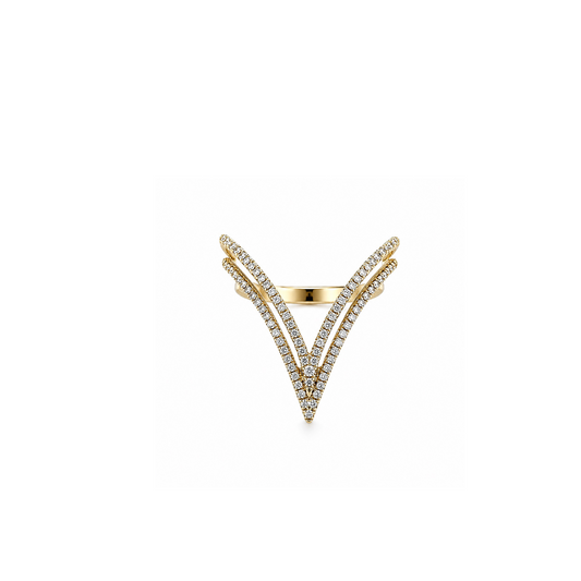 Diamond & Gold V Ring