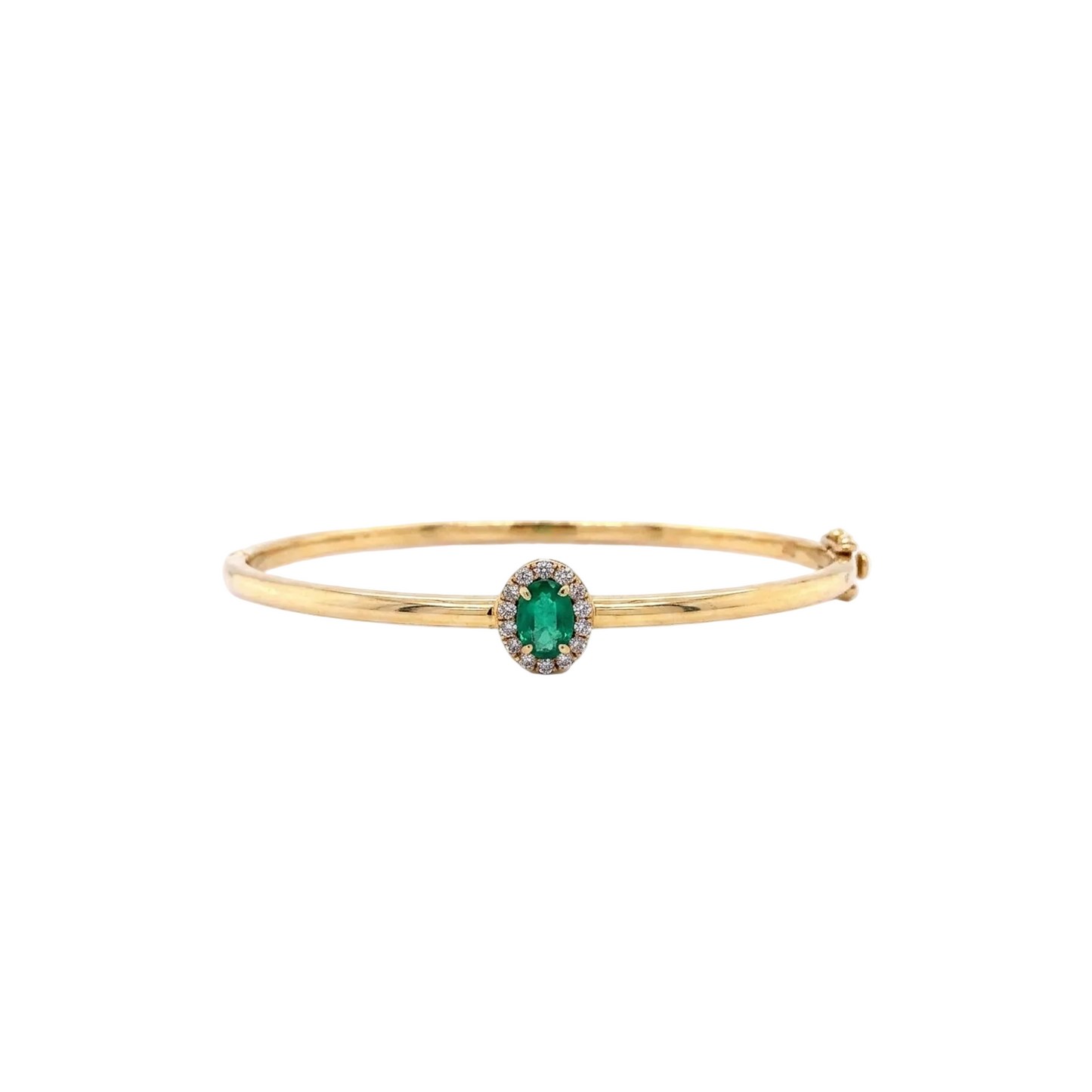 Gold & Diamond Oval Emerald Cuff Bracelet