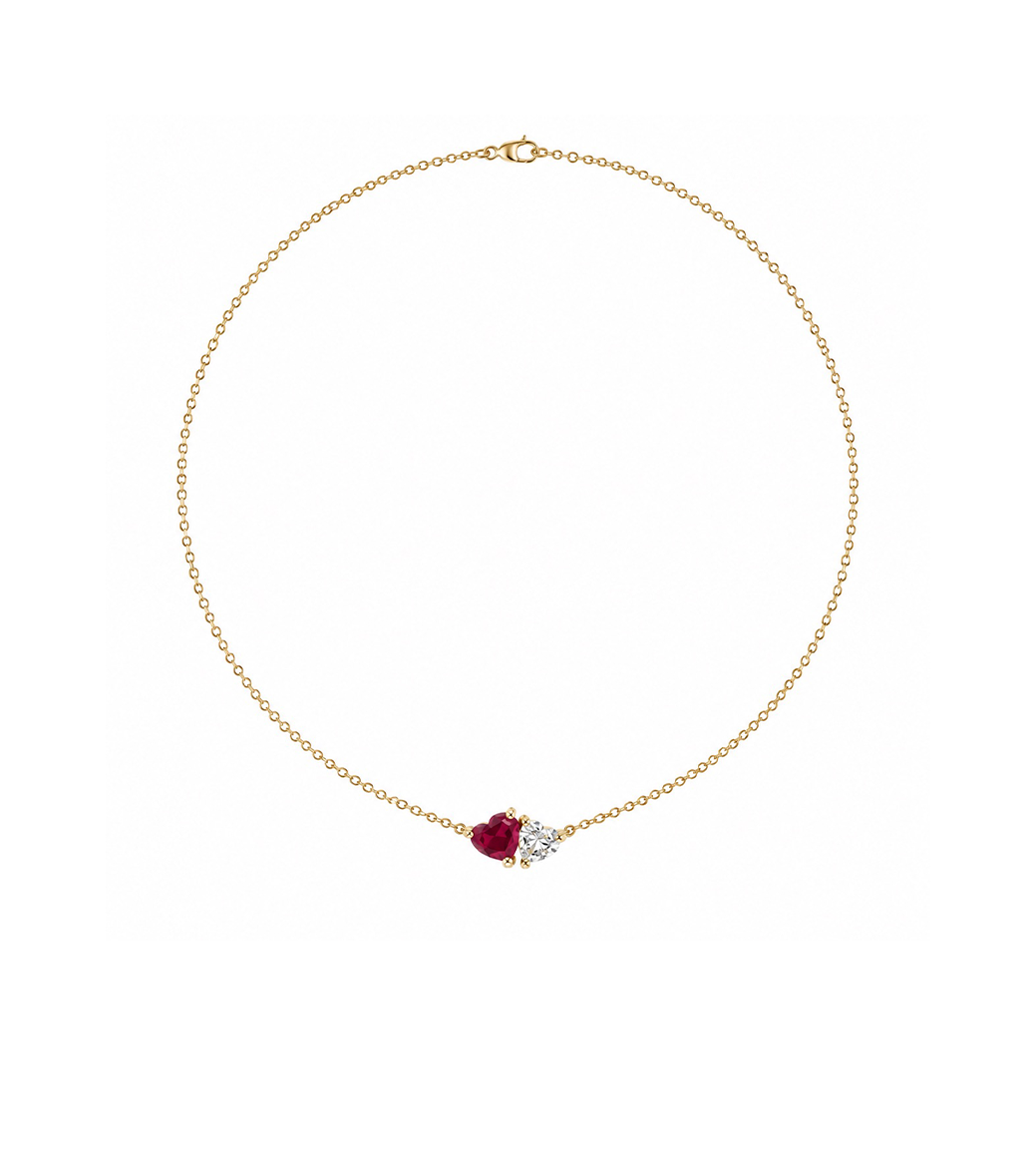 Ruby & Diamond Heart Necklace