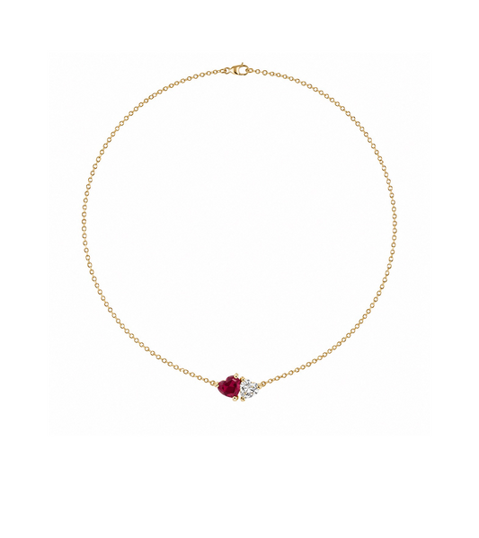 Ruby & Diamond Heart Necklace