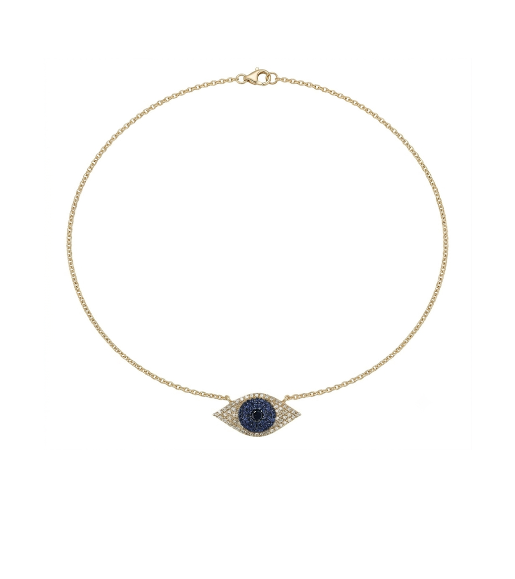 Diamond, Gold & Sapphire Evil Eye Necklace