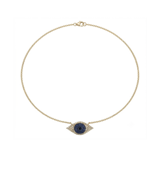 Diamond, Gold & Sapphire Evil Eye Necklace