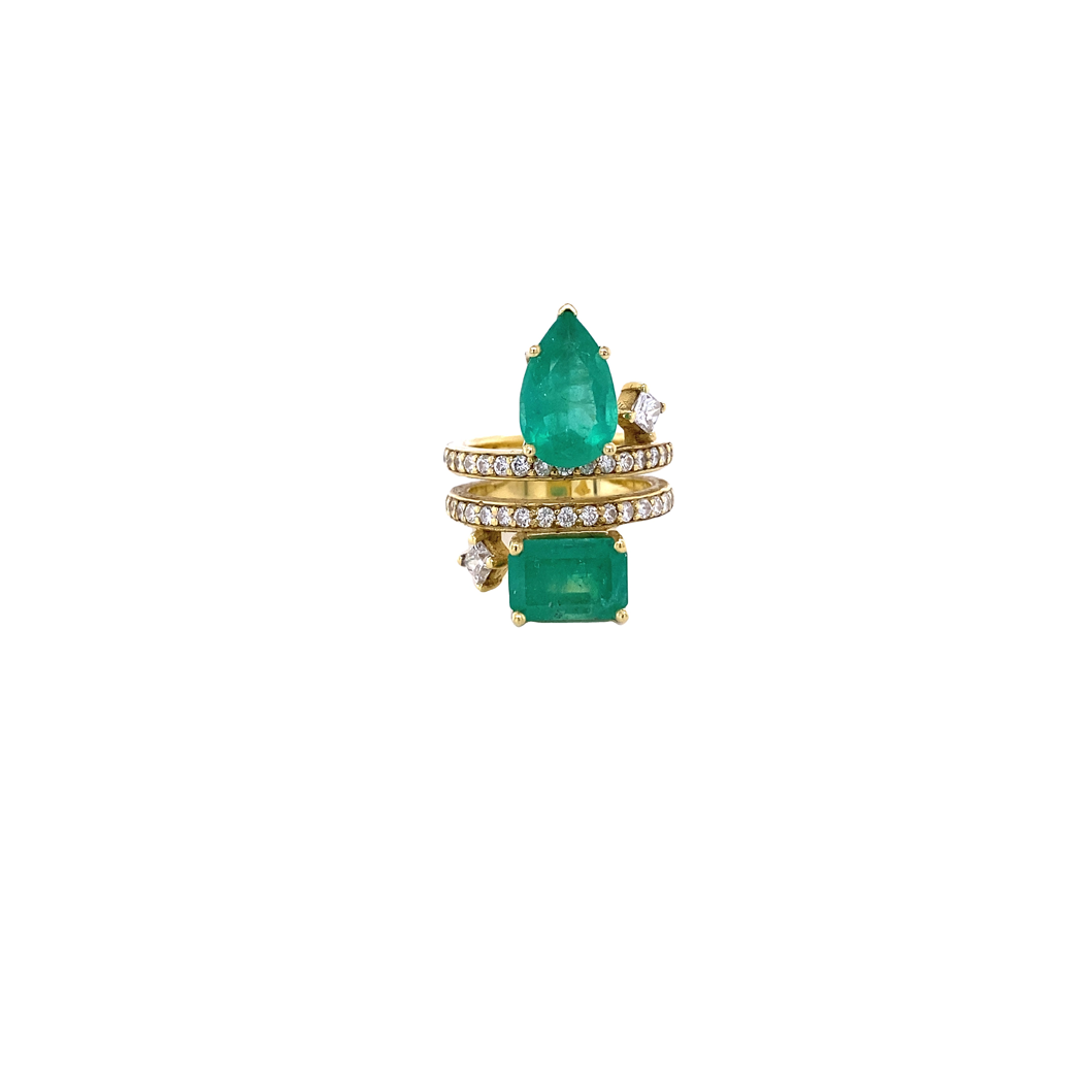 Diamond & Colombia Emerald Gold Ring